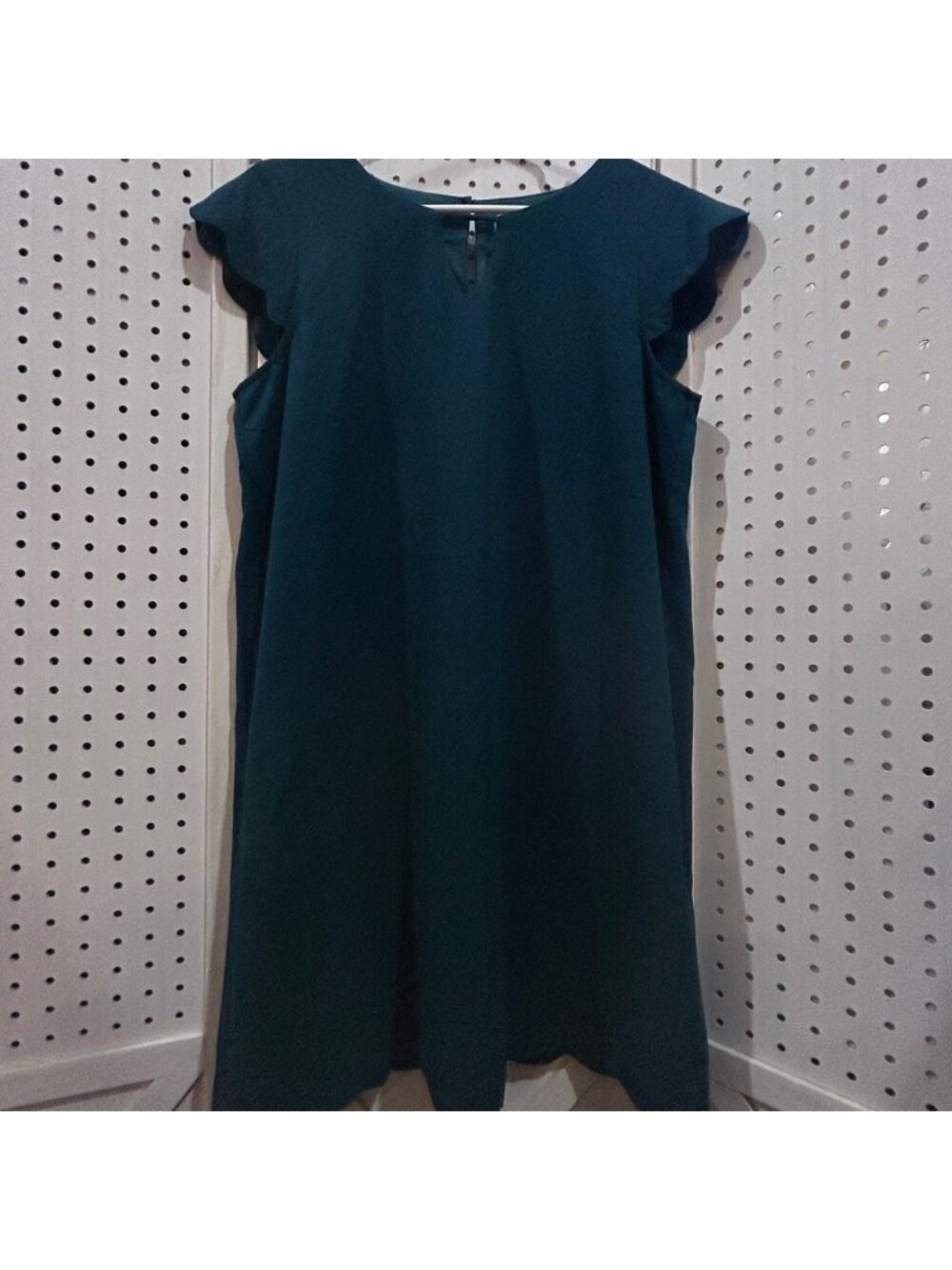 She Sky Teal Green Flutter Sleeve Keyhole Neck A Line Dress Size Medium - Picture 2 of 5
